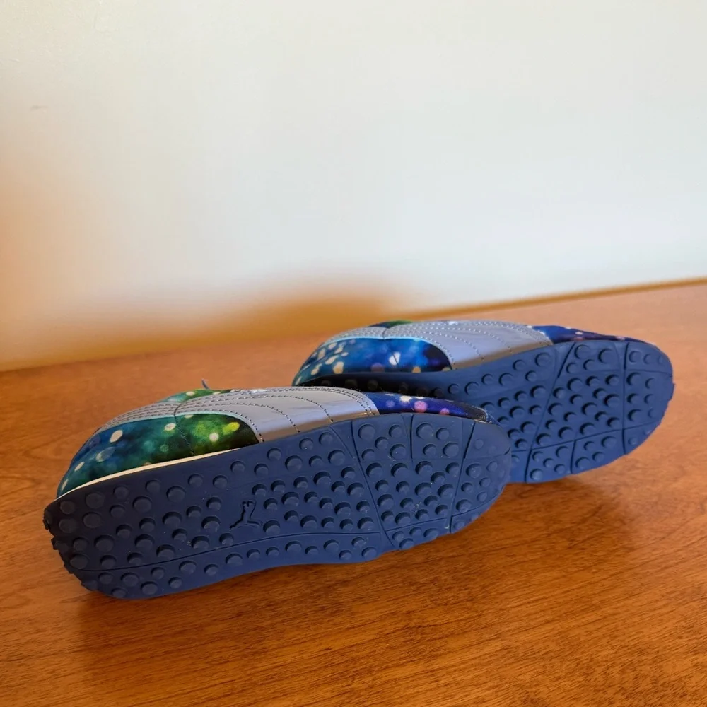 10C Puma Kids Galaxy Blue Purple Green Sneakers Pull-On Soft EUC Rubber Sole - Picture 5 of 11